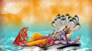 Goddess Lakshmi With Vishnu And Shesha Hd Wallpaper