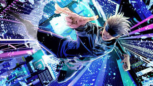 Gojo Sataru Fighting In The City Wallpaper