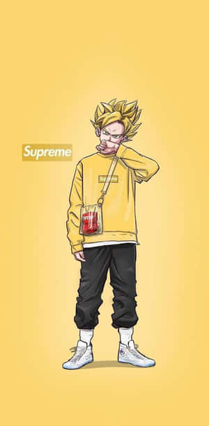 Goku Aesthetic Yellow Supreme Wallpaper