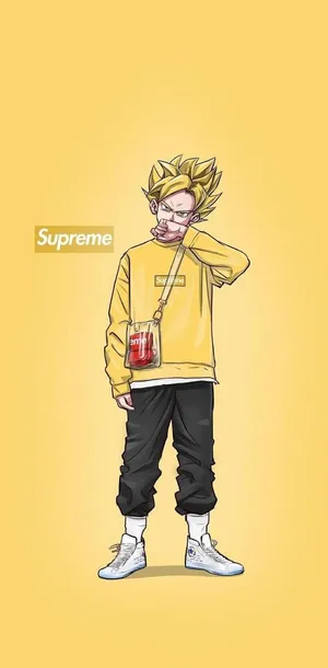 Goku Aesthetic Yellow Supreme Wallpaper