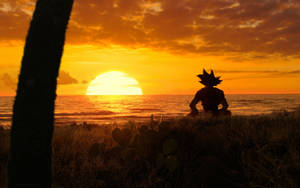 Goku Dbz Meditation During Sunset Wallpaper