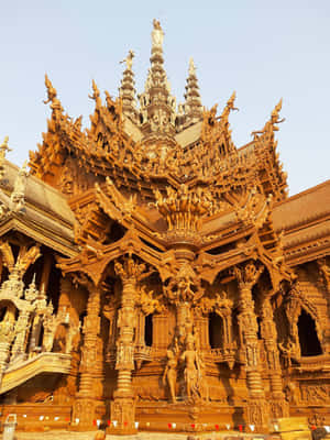 Gold Aesthetic Designs In The Sanctuary Of Truth Wallpaper