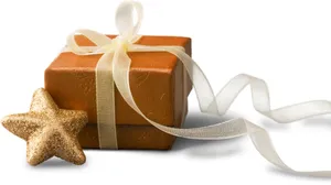 Gold Box Star Christmas Present Wallpaper
