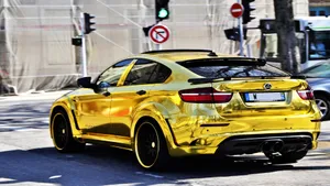 Gold Cars And Streetlights Wallpaper