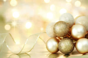 Gold Christmas And Ribbon Wallpaper