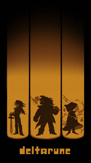 Gold Deltarune Characters Silhouettes Wallpaper