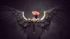 Gold Halo Black Angel Wings Wallpaper