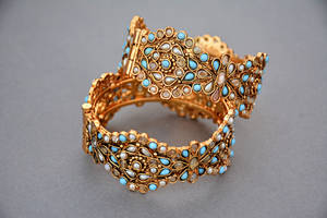 Gold Jewellery With Blue Stones Wallpaper