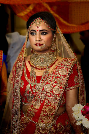 Gold Jewelry Red Sari Indian Wedding Wallpaper