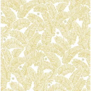Gold Leaf Fern Pattern Wallpaper
