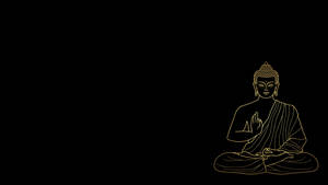 Gold Line Art Buddha Desktop Wallpaper