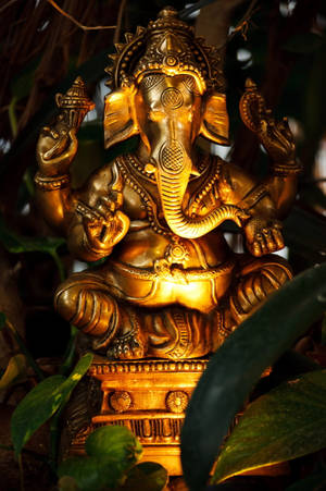 Gold Portrait Ganesh Full Hd Wallpaper