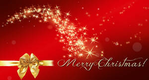 Gold Ribbon Red Christmas Background Wallpaper