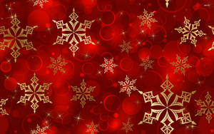 Gold Snowflakes Red Christmas Background Wallpaper