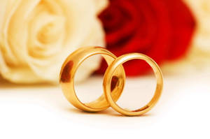 Gold Wedding Rings And Roses Wallpaper