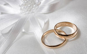Gold Wedding Rings White Ribbon Wallpaper