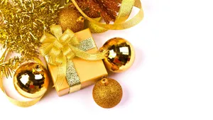 Golden Christmas Present Wallpaper