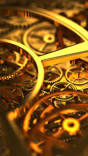 Golden Clockwork Mechanism Wallpaper