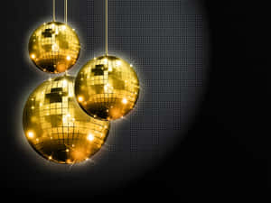 Golden Disco Balls Sparkling Lights Wallpaper