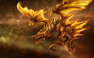 Golden Dragon Flying Wallpaper