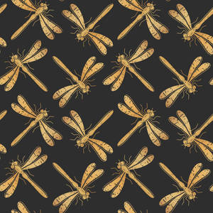 Golden Dragonfly Pattern Wallpaper