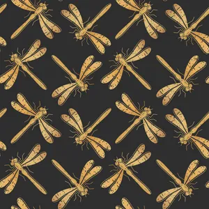Golden Dragonfly Pattern Wallpaper