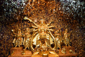 Golden Durga Devi Statue Wallpaper