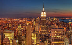 Golden Empire State New York Night Iphone Wallpaper