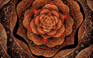Golden Galactic Rose Fractal Design Wallpaper