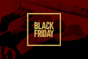 Golden Glitter Black Friday With Red Backdrop Wallpaper