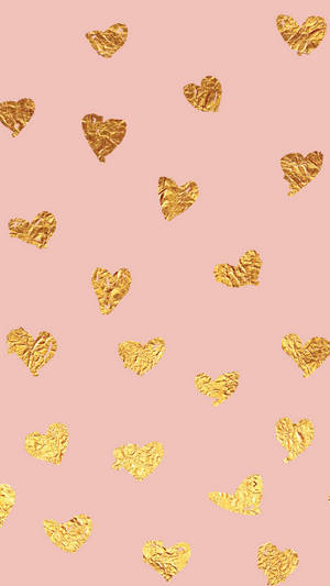 Golden Hearts Love Phone Wallpaper