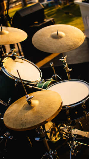 Golden Hour Drum Set Wallpaper