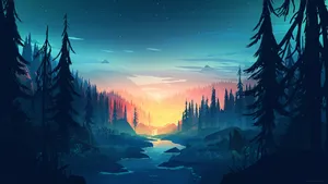 Golden Hour In Among Trees Wallpaper
