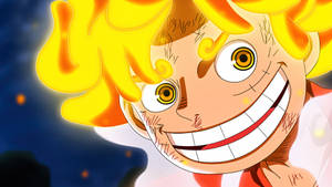 Golden Joy Boy Luffy Unleashing Power Wallpaper