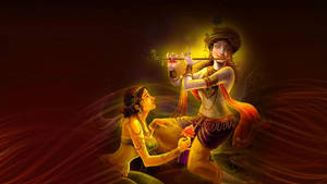 Golden Krishna God 3d Wallpaper