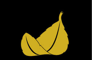 Golden Leaf Silhouetteon Black Background Wallpaper