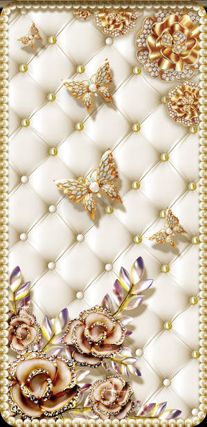 Golden Luxurious Butterflies Wallpaper