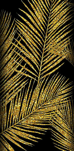 Golden Palm Fronds Artwork Wallpaper