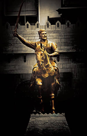 Golden Shivaji Maharaj Statue Wallpaper