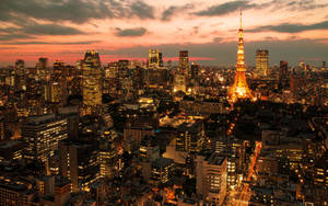 Golden Sunset At Tokyo Tower Wallpaper