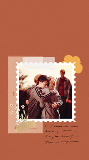 Golden Trio Hugging Stamp Wallpaper