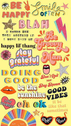 Good Vibes Aesthetic Stickers Wallpaper