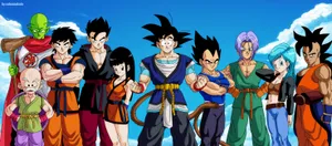 Goten, Goku And Gragon Ball Cast Wallpaper