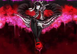 Goth Anime Girl In Roses Wallpaper