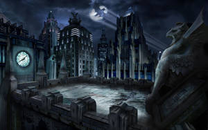 Gotham Dark Grey Buildings Wallpaper