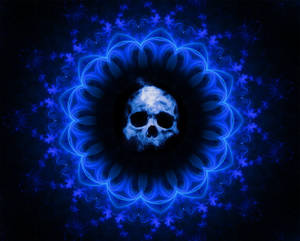 Gothic Blue Fire Skull Wallpaper