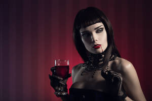 Gothic Fetish With Wine Wallpaper