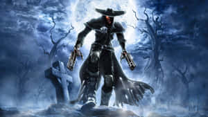 Gothic_ Gunslinger_ Under_ Full_ Moon Wallpaper