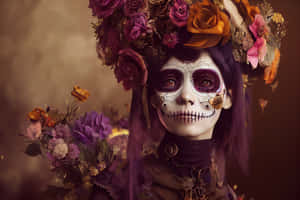 Gothic Mexican Woman With A La Calavera Face Painting Aesthetic Wallpaper