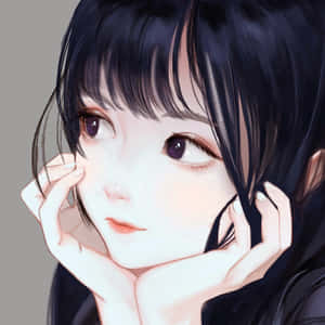 Graceful Korean Anime Girl With A Vividly Captivating Expression. Wallpaper